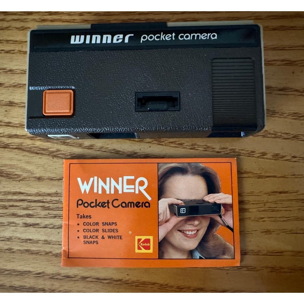 Kodak Winner Pocket Camera with Manual/Box 110 Film Untested Vintage 1970's